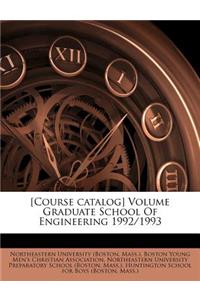 [Course Catalog] Volume Graduate School of Engineering 1992/1993