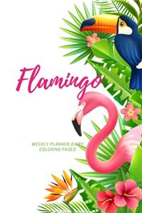 Flamingo, Weekly planner, Diary, Coloring pages