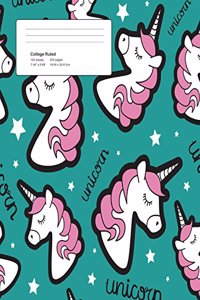 Unicorn Light Green Composition College Ruled Book (7.44 x 9.69) 200 page V13