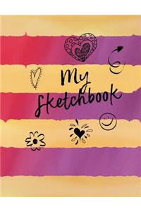 Pink, Purple, and Gold Striped 200 Pages Sketchbook Journal
