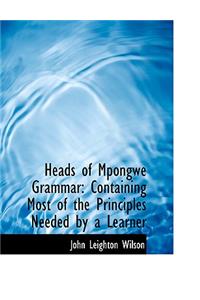 Heads of Mpongwe Grammar