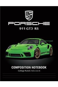 Porsche 911 GT3 RS Composition Notebook College Ruled / 8.5 x 11 in