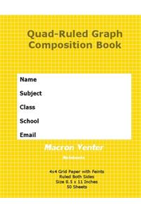 Quad-Ruled Graph Composition Notebook [4x4 grid] 4 squares per inch.