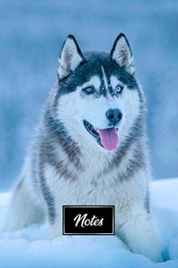 Siberian Husky Huskies Dog Pup Puppy Doggie Notebook Bullet Journal Diary Composition Book Notepad - Deep in Snow