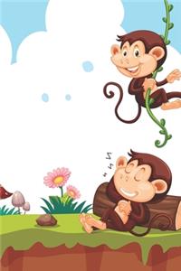 Monkeys and Lion in the Nature - Blank Lined Notebook