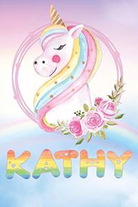 Kathy: Kathy's Unicorn Personal Custom Named Diary Planner Perpetual Calander Notebook Journal 6x9 Personalized Customized Gift For Someone Who's Surname i