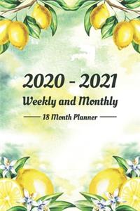 2020-2021 18 Month Weekly and Monthly Planner: Daily appointment book - agenda and organizer - January 2020 - June 2021-Schedule and time management with lemon yellow cover