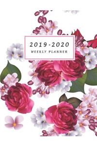 2019-2020 Weekly Planner: Large Two Year Planner with Floral Cover and Coloring Pages (Volume 3)