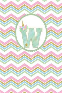 Unicorn Monogram Journal - Letter W