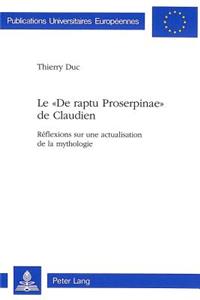 Le «De Raptu Proserpinae» de Claudien