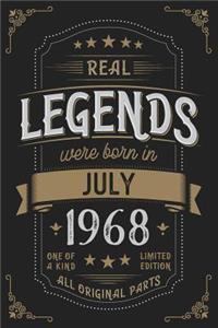 Real Legends were born in July 1968: Vintage Birthday Notebook - Great Individual Gift for Writing Notes, Scribble and Reminders lined 6x9 Inch 100 Pages