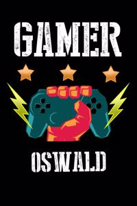 Gamer Oswald: Liniertes Notizbuch für deinen Vornamen