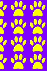 Yellow Dog Paw Prints On Purple