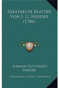 Zerstreute Blatter Von J. G. Herder (1786)