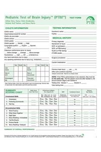 Pediatric Test of Brain Injury(tm) (Ptbi(tm) ) Test Form