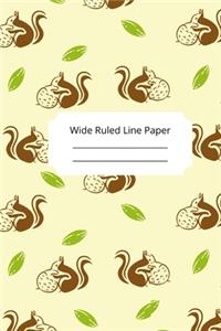 Cute Baby Squirrel Theme Wide Ruled Line Paper