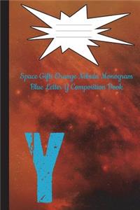 Space Gifts Orange Nebula Monogram Blue Letter Y Composition Book