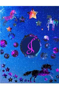 Starry Unicorns Notebook Monogram Series J