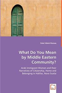 What Do You Mean by Middle Eastern Community?