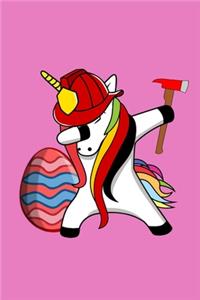 Cute Unicorn Firefighter Easter Theme Notebook