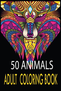 50 Animals Adult Coloring Book