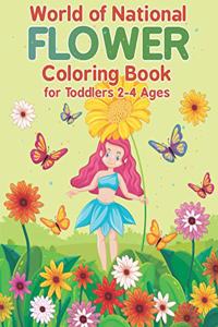 World of National Flower Coloring Book for Toddlers 2-4 Ages