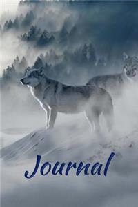 Wolf in Fog Journal Lined Blank Notebook