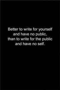 Better to write for yourself.
