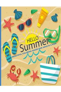 Hello Summer Beautiful Coloring Pages For Adults & Kids