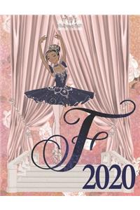 2020 Weekly Planner - Ballerina Princess Monogram Initial Letter 