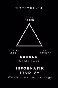 Notizbuch Gute Noten Sozial Leben Genug Schlaf Schule Wähle Zwei Informatik