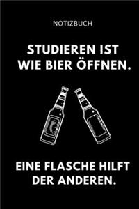 Notizbuch Studieren Ist Wie Bier Öffnen. Eine Flasche Hilft Der Anderen.