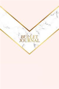 Bullet Journal: Marble + Gold Bullet Journal - 120-Page 1/4 Inch Dot Grid Notebook - 6 X 9 Marble & Gold Perfect Bound Softcover