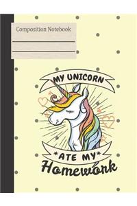 My Unicorn Ate My Homework Composition Notebook - College Ruled