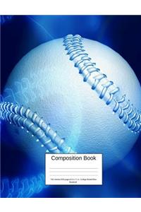Composition Book 100 Sheets/200 Pages/8.5 X 11 In. College Ruled/ Blue Baseball