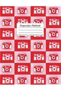 Composition Notebook Pink and Red Retro 90s Spraypaint Cameras (Composition Notebooks)