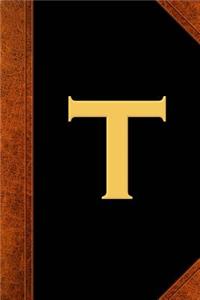 Monogram T Personalized Journal Custom Monogram Gift Idea Letter T Vintage Style