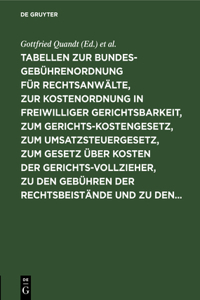 Tabellen Zur Bundesgebührenordnung Für Rechtsanwälte, Zur Kostenordnung in Freiwilliger Gerichtsbarkeit, Zum Gerichtskostengesetz, Zum Umsatzsteuergesetz, Zum Gesetz Über Kosten Der Gerichtsvollzieher, Zu Den Gebühren Der Rechtsbeistände Und Zu Den