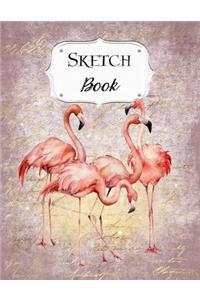 Sketch Book: Flamingo Sketchbook Scetchpad for Drawing or Doodling Notebook Pad for Creative Artists #3 Purple