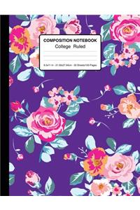 Composition Notebook College Ruled 8.5x11 In 21.59x27.94 50 Sheets/100 Pages
