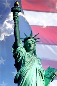 Journal Lady Liberty USA Flag Sky Clouds Background Statue of Liberty