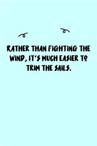 Rather than fighting the wind, it's much easier to trim the sails. Journal