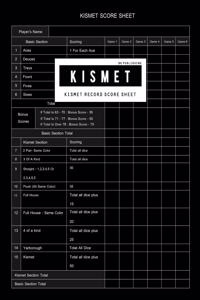 BG Publishing Kismet Score Sheet