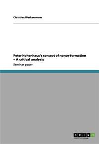 Peter Hohenhaus's concept of nonce-formation - A critical analysis