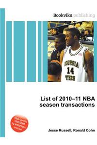 List of 2010-11 NBA Season Transactions