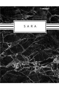 Sara: Personalized black marble sketchbook with name: 120 Pages