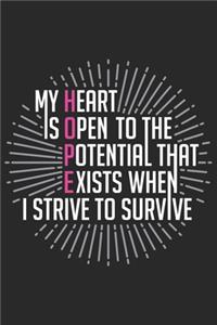 My heart is open to the potential the exists when i strive to survive
