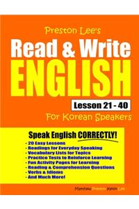 Preston Lee's Read & Write English Lesson 21 - 40 For Korean Speakers