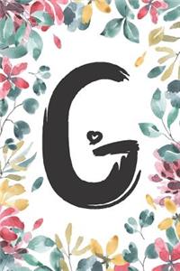 G: Classic Vintage Floral Personalized Monogram Journal G Initial