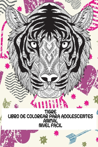 Libro de colorear para adolescentes - Nivel fácil - Animal - Tigre